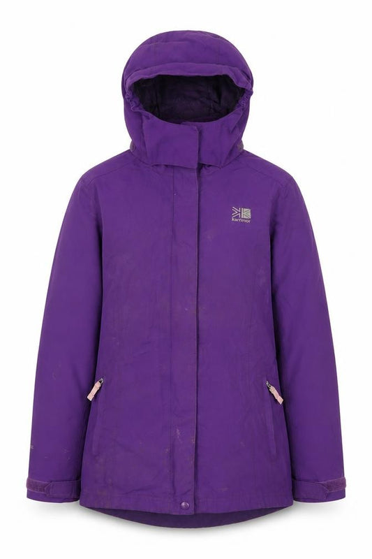 Front view of Karrimor unisex kids purple waterproof parka coat 11-12 years