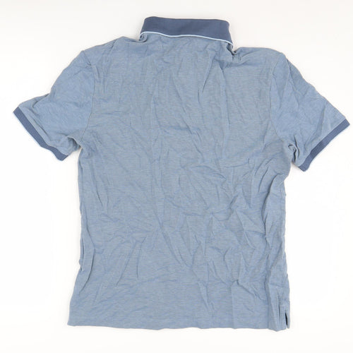 Marks and Spencer Men's Blue Polo Shirt Medium Solid
