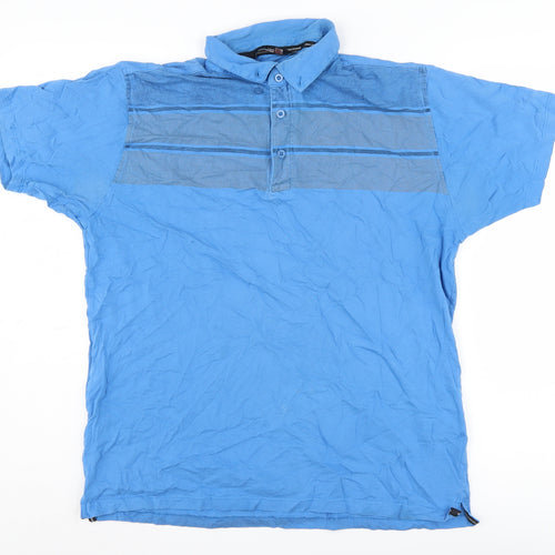 Colin Montgomerie Men's Blue M Stripe Polo Shirt