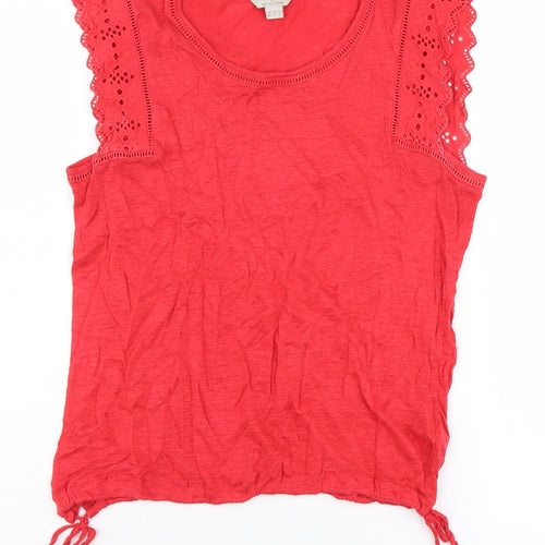 Monsoon Red Linen Sleeveless Blouse for Women