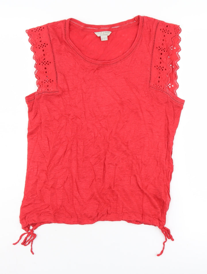 Monsoon Red Linen Sleeveless Blouse for Women