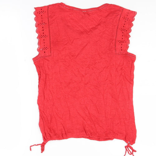 Monsoon Red Linen Sleeveless Blouse for Women
