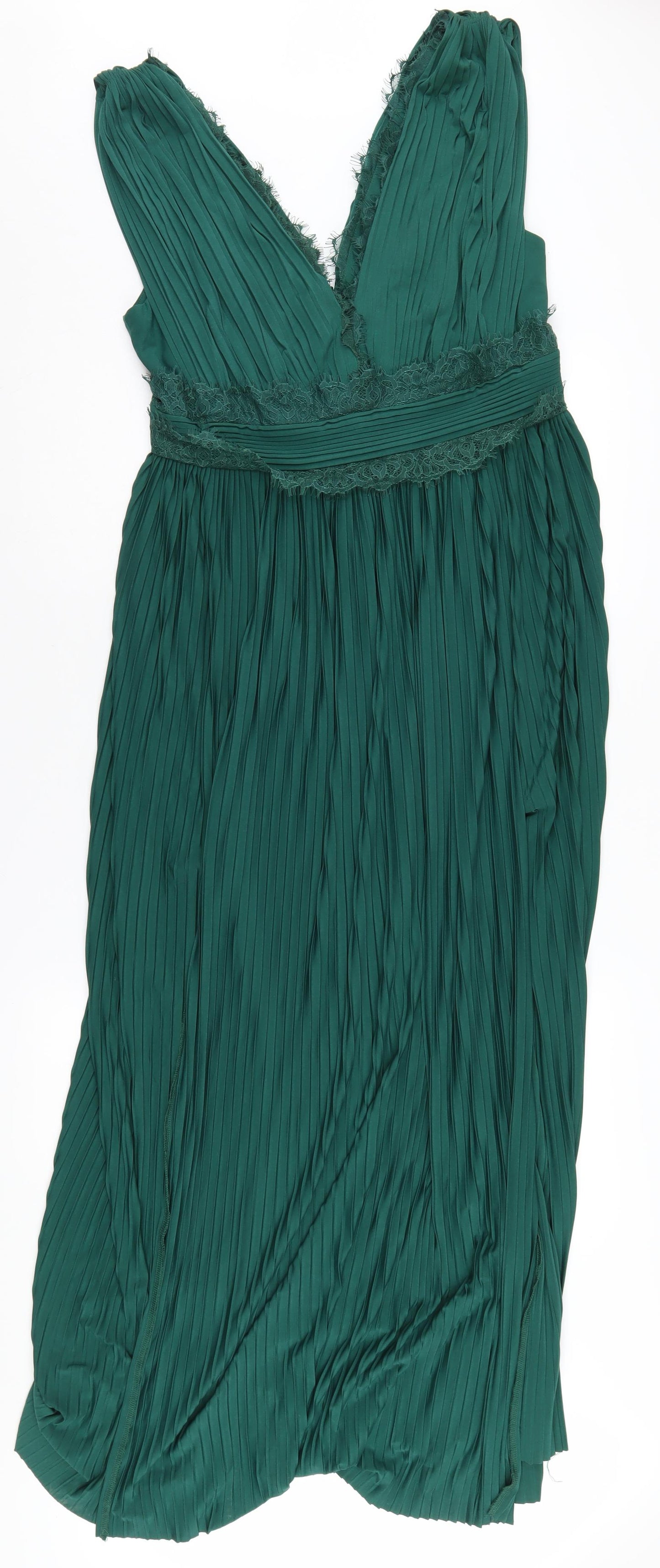 ASOS Women's Green Sleeveless V-Neck Dress