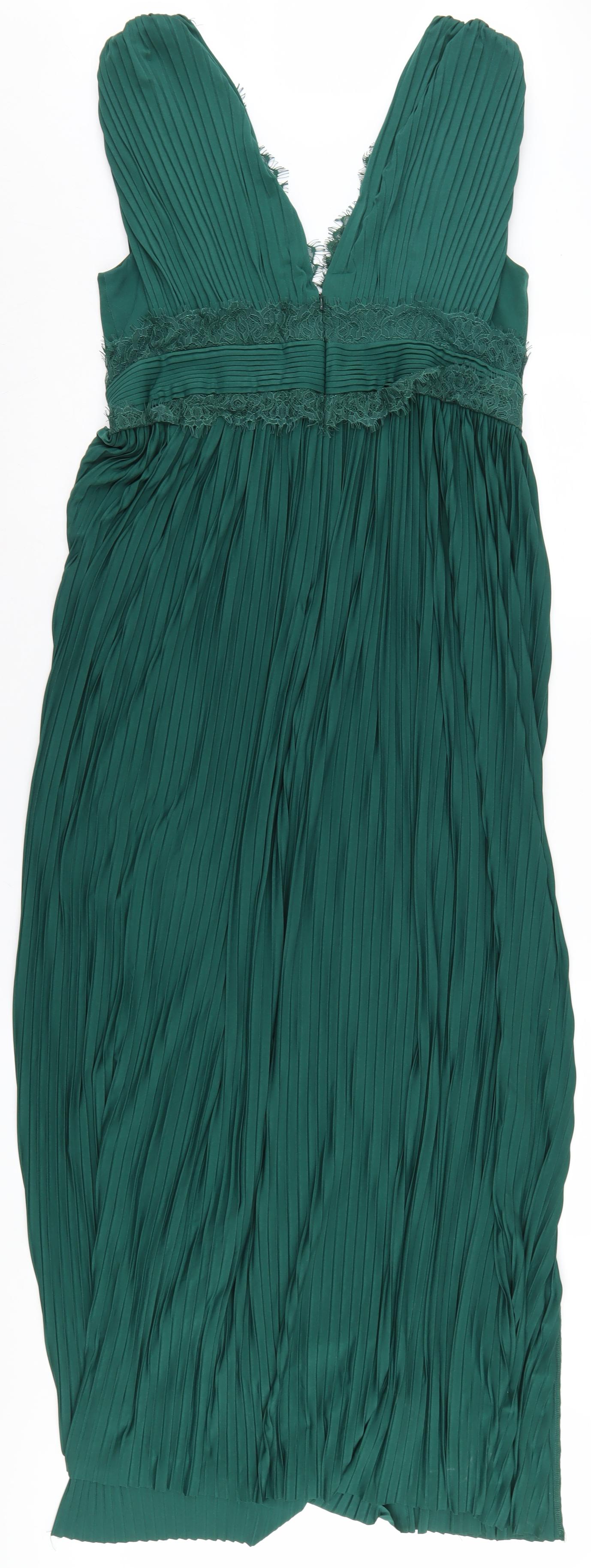 ASOS Women's Green Sleeveless V-Neck Dress