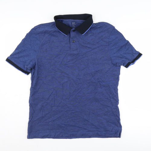 Marks and Spencer Blue Men's Polo - M, Casual Cotton Fit