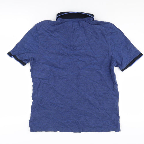 Marks and Spencer Blue Men's Polo - M, Casual Cotton Fit