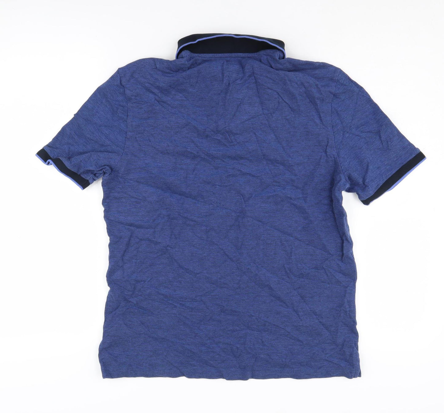 Marks and Spencer Blue Men's Polo - M, Casual Cotton Fit