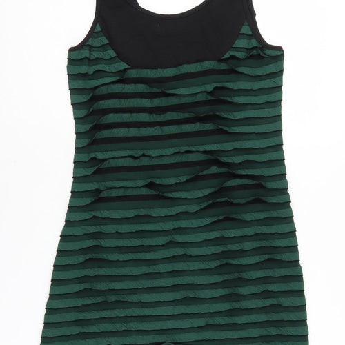Apricot Women's Green Black Tank Dress M Ruffle Accent