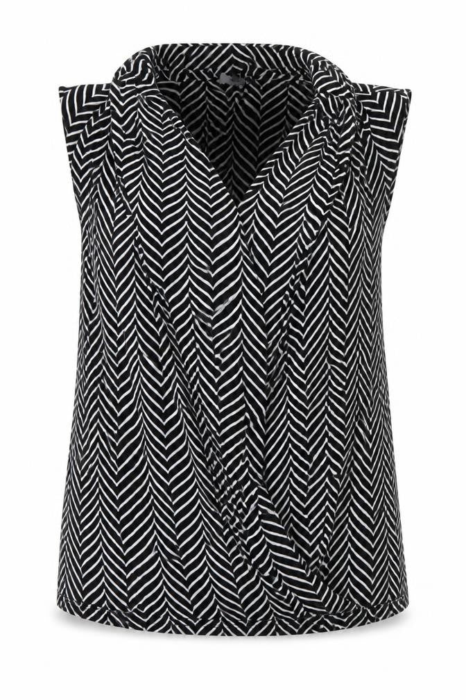 Front view of Next Women's Black Sleeveless Cowl Neck Blouse