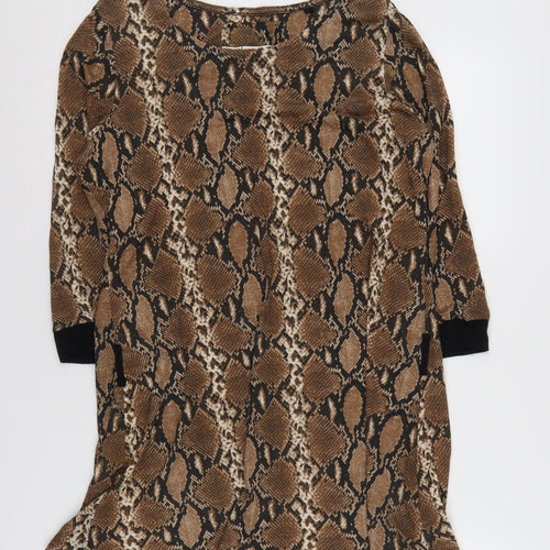 Next Women's Brown Animal Print Knee Length Shift Dress