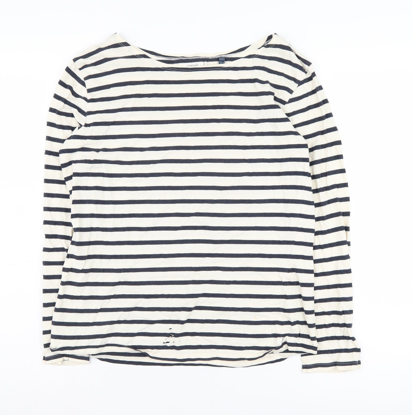 Seasalt Women's Black Striped T-Shirt Size 14