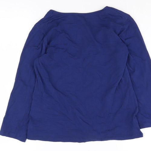 East Women's Blue V-Neck Long Sleeve Basic Top