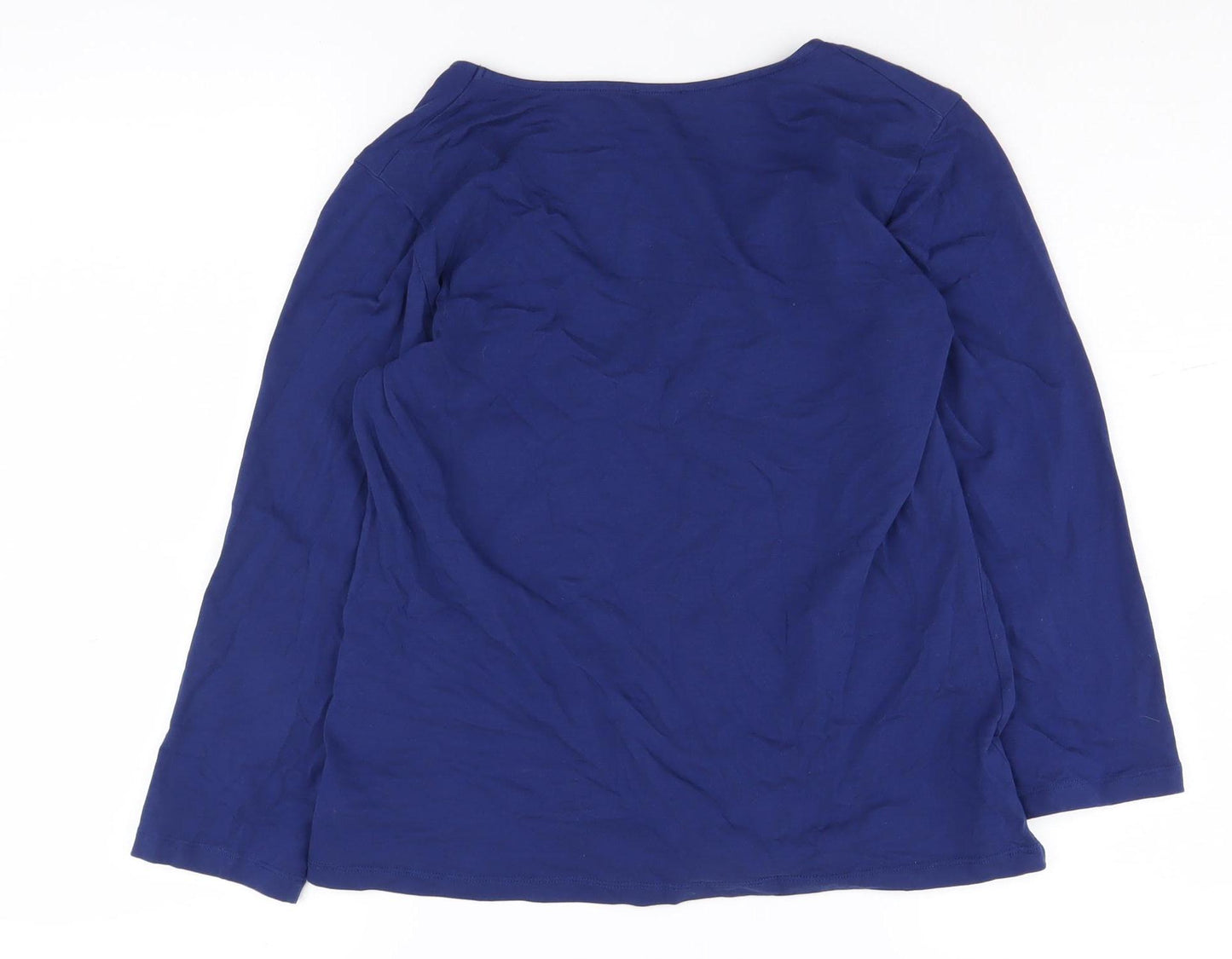 East Women's Blue V-Neck Long Sleeve Basic Top