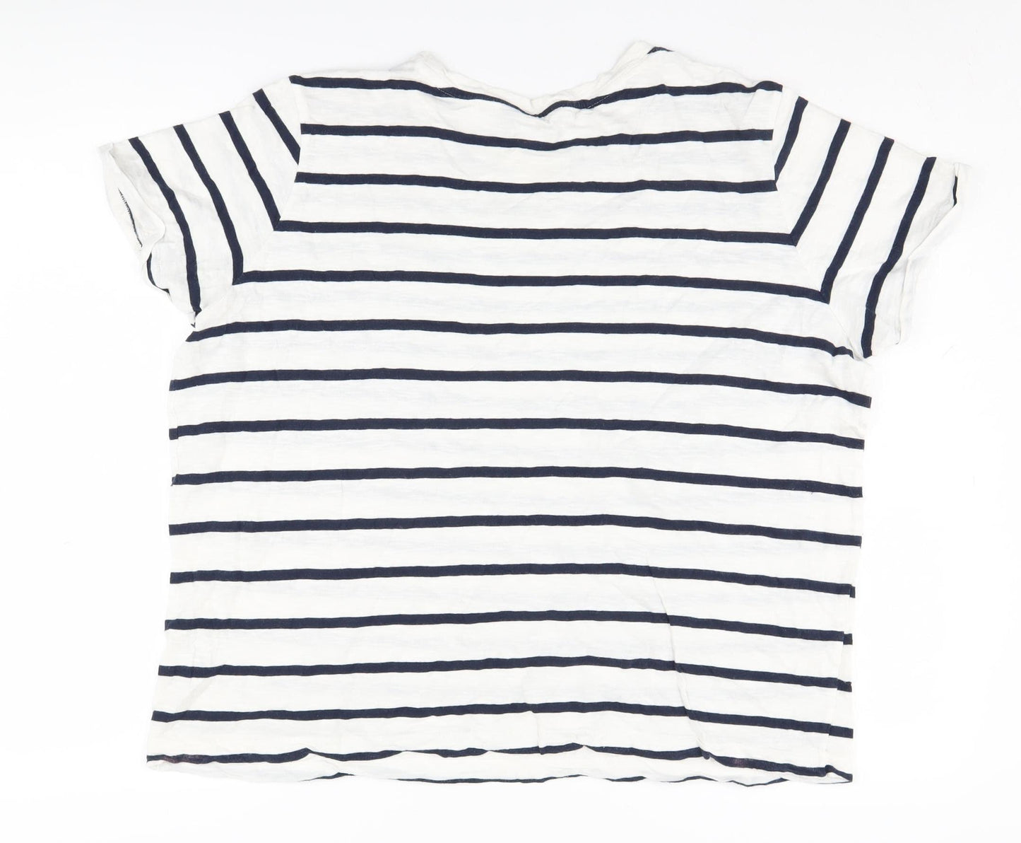 Marks and Spencer Women's White Striped T-Shirt Size 18