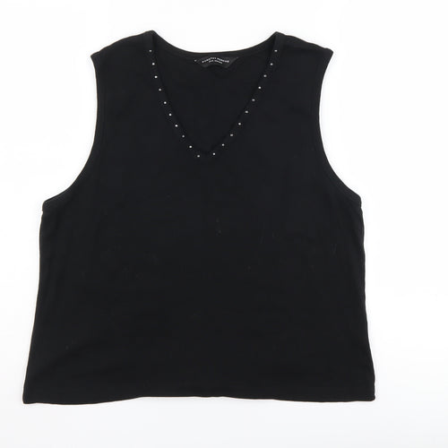 Dorothy Perkins Women's Black V-Neck Tank, Size 22