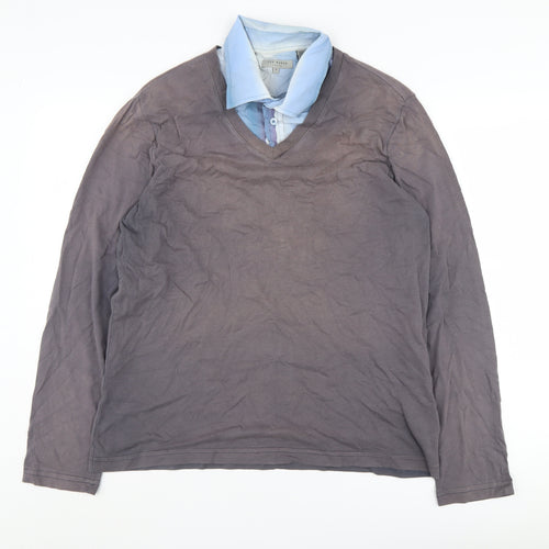 Ted Baker Men's Grey Blue Casual Long Sleeve Shirt