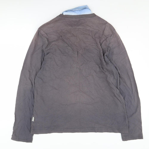 Ted Baker Men's Grey Blue Casual Long Sleeve Shirt