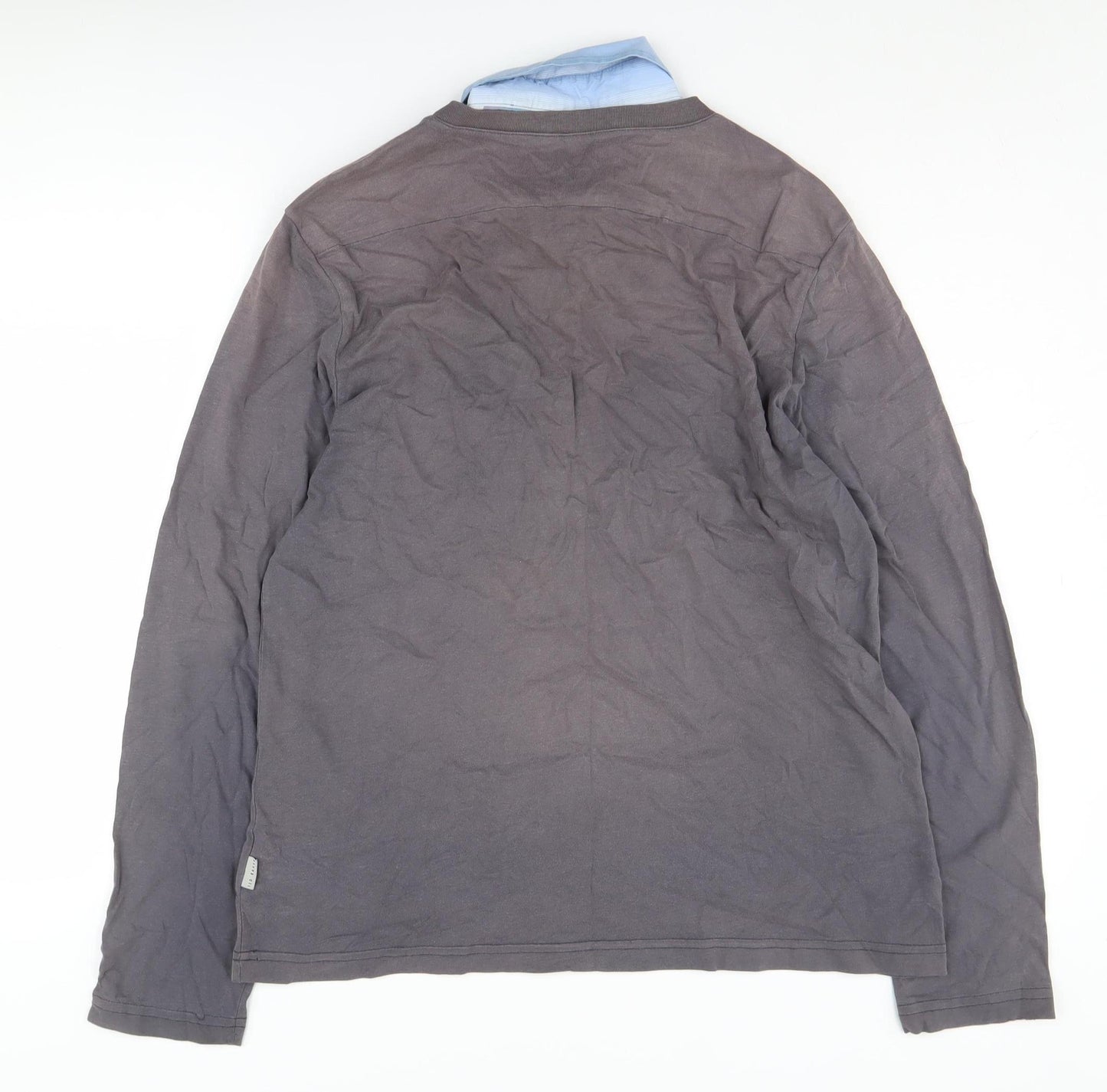 Ted Baker Men's Grey Blue Casual Long Sleeve Shirt