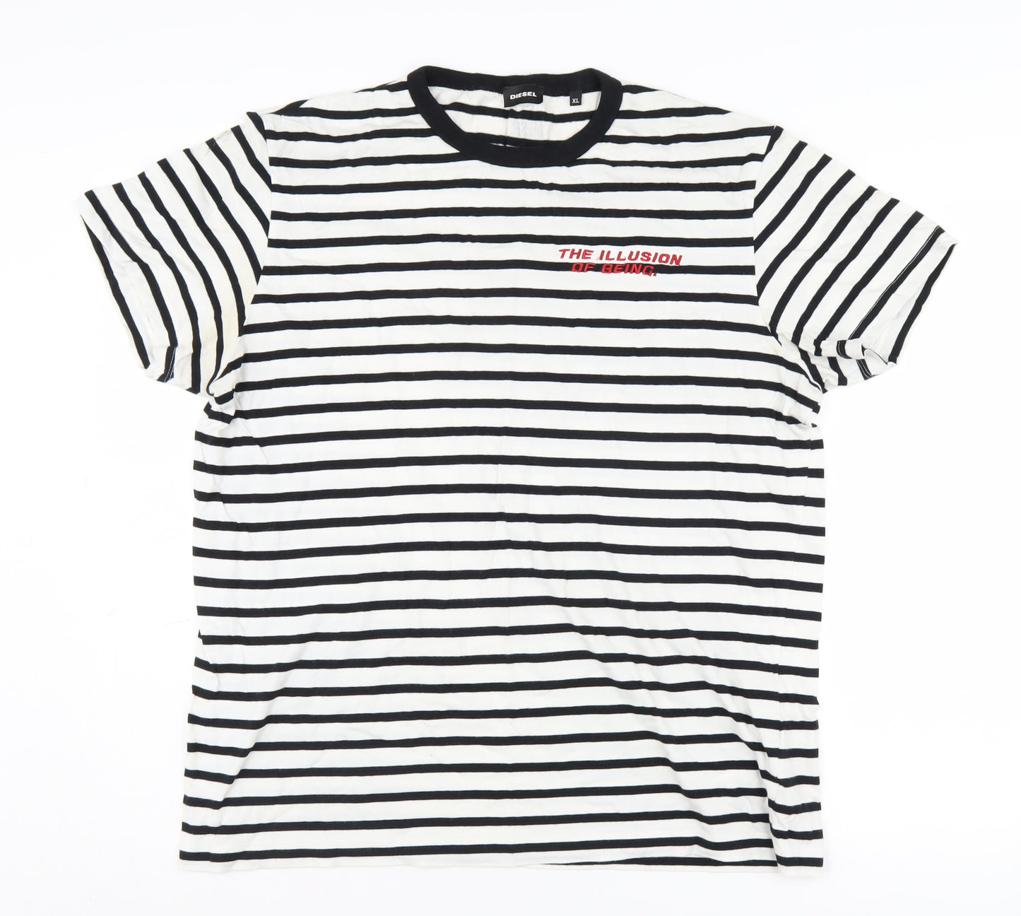 Diesel Men's Striped T-Shirt XL Cotton