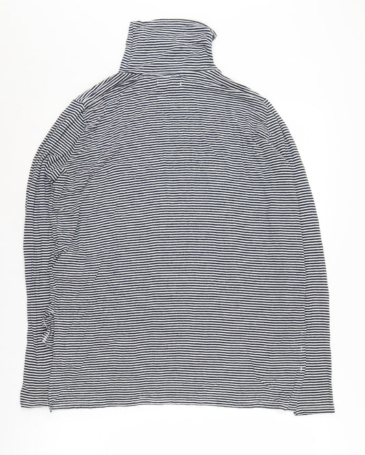 Abercrombie & Fitch Women's Blue Striped Roll Neck Jumper Size S