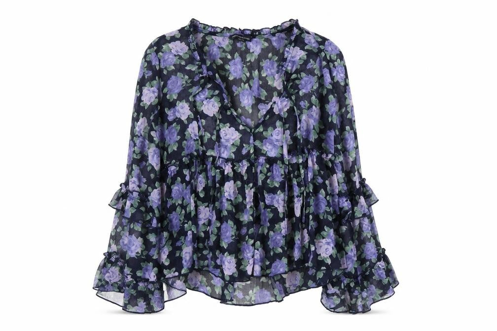 Front view of American Eagle Women’s Floral Blouse, Multicoloured, size S