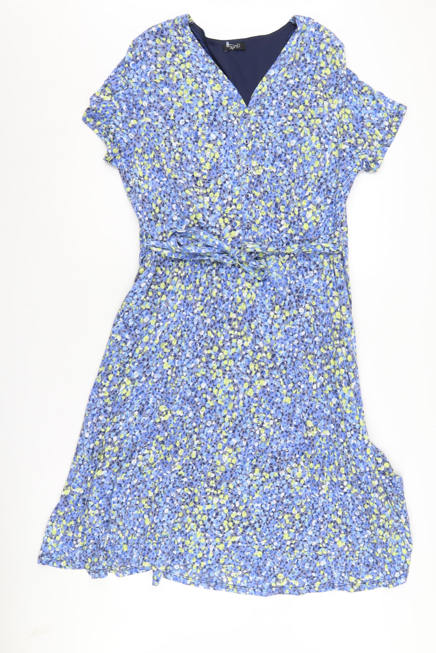 Spirit Women's Blue A-Line Dress, Size 18, Floral Pattern