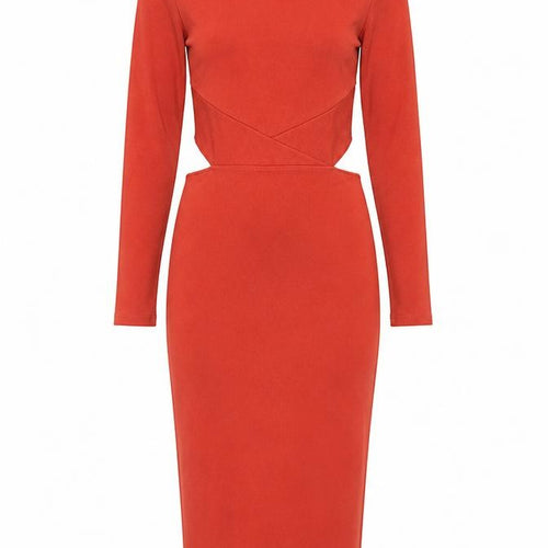 Topshop Women's Red Bodycon Dress, Size 8, High Neck