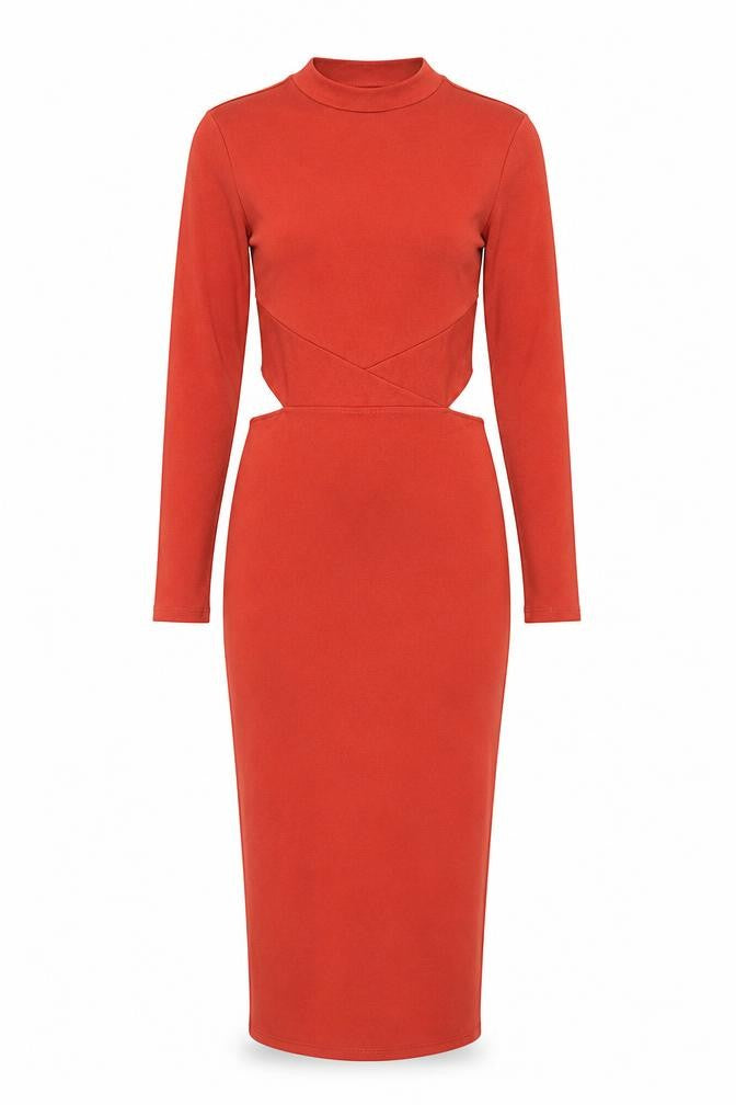 Topshop Women's Red Bodycon Dress, Size 8, High Neck