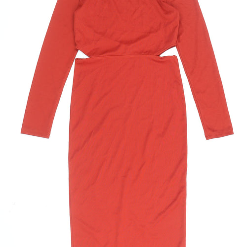 Topshop Women's Red Bodycon Dress, Size 8, High Neck