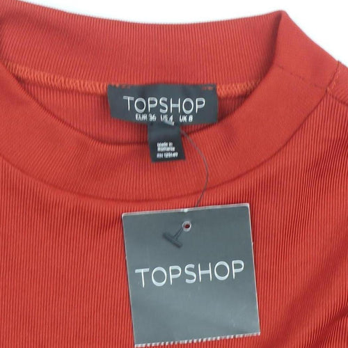 Topshop Women's Red Bodycon Dress, Size 8, High Neck