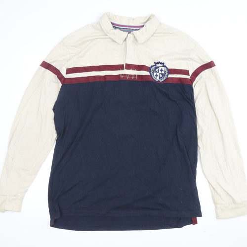 Kangol Men's 2XL Beige Blue Stripe Polo