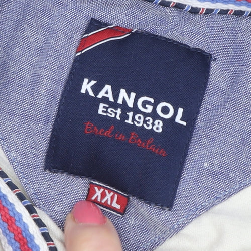 Kangol Men's 2XL Beige Blue Stripe Polo
