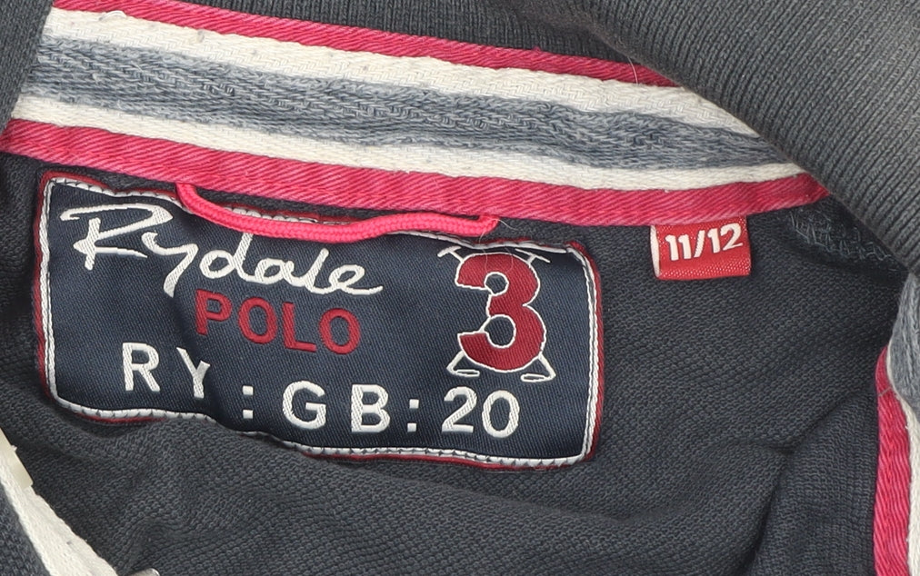 Rydale Girls Black Polo Shirt - Size 11-12 - Stylish & Sporty