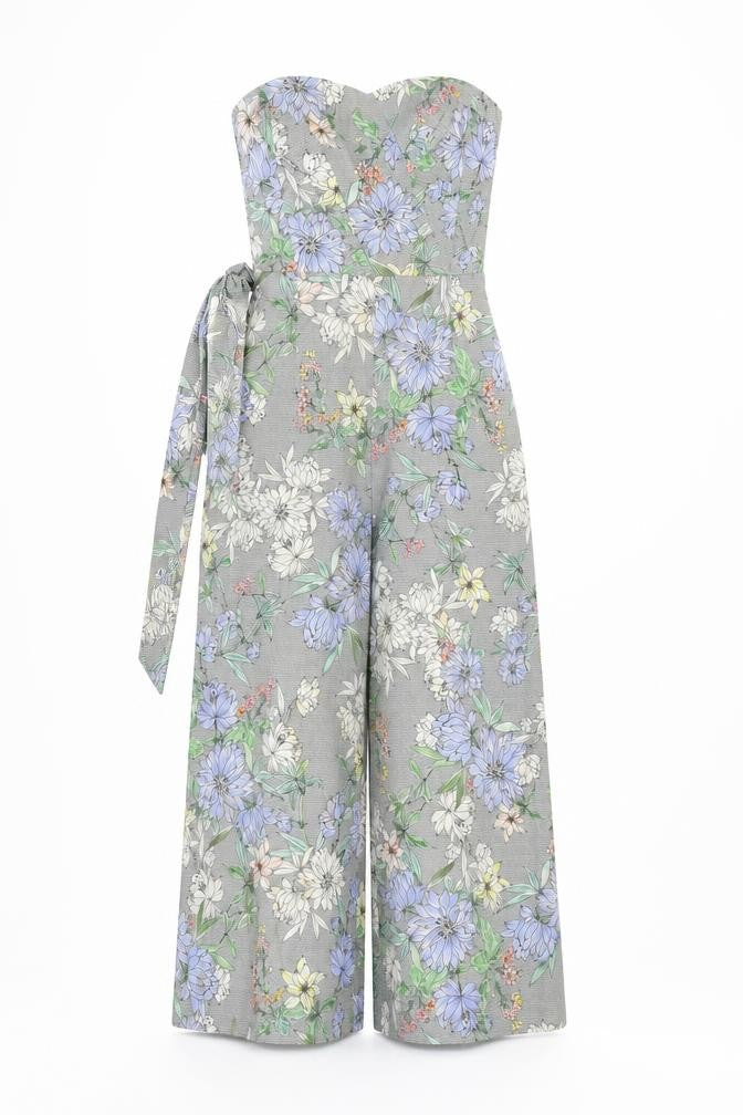 Front view of H&M Women's Multicoloured Floral Jumpsuit, size 4