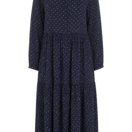 Oliver Bonas Women's Blue Polka Dot A-Line Midi Dress