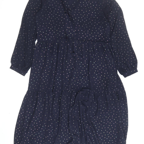 Oliver Bonas Women's Blue Polka Dot A-Line Midi Dress