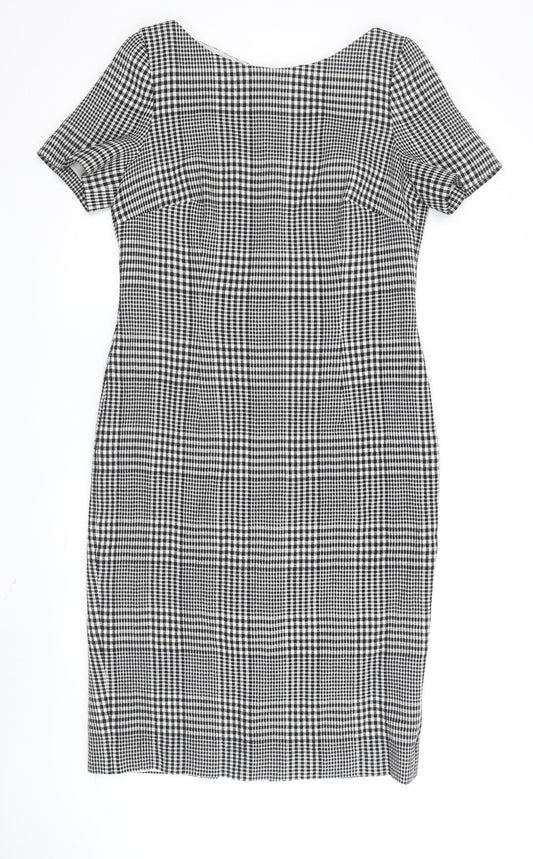 Escada Women's Black Check Sheath Dress Size 12