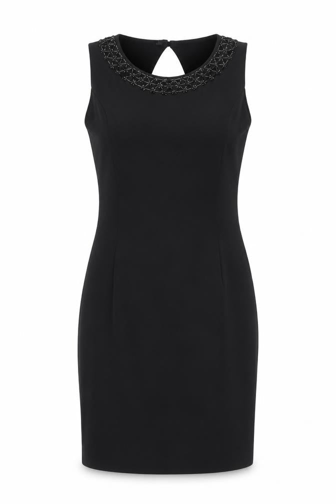 Front view of Liz Claiborne Women's Black Sheath Dress, size 4