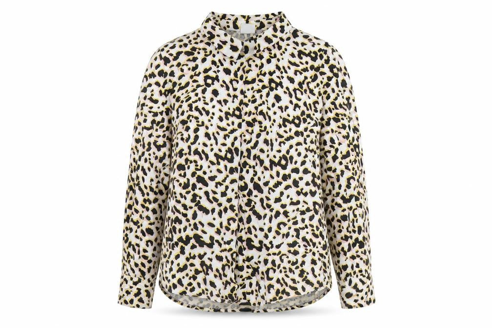 Front view of ICHI Women's Multicoloured Animal Print Blouse, size 8