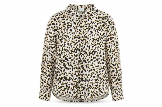 Front view of ICHI Women's Multicoloured Animal Print Blouse, size 8
