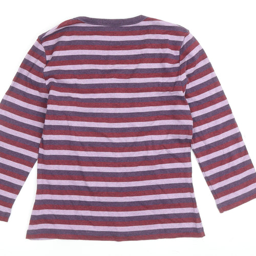 Marks and Spencer Women's Multicoloured Striped V-Neck T-Shirt Size 10