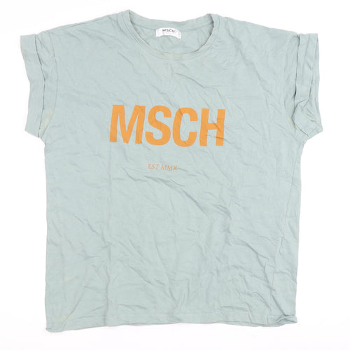 MSCH Womens Green Cotton Crew Neck T-Shirt L Casual