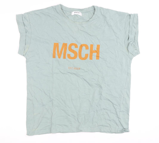 MSCH Womens Green Cotton Crew Neck T-Shirt L Casual