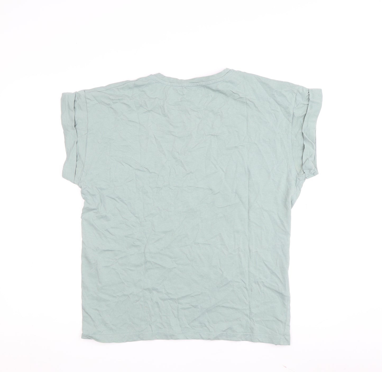 MSCH Womens Green Cotton Crew Neck T-Shirt L Casual