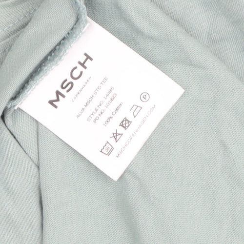 MSCH Womens Green Cotton Crew Neck T-Shirt L Casual