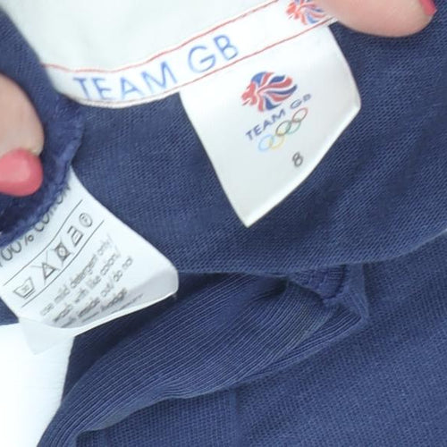 Team GB Women's Blue Polo Shirt, Size 8, Embroidered, Casual
