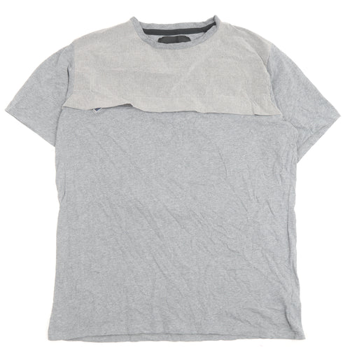 Blood Brother Men's Grey Cotton T-Shirt, Large, Crew Neck