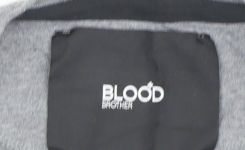 Blood Brother Men's Grey Cotton T-Shirt, Large, Crew Neck