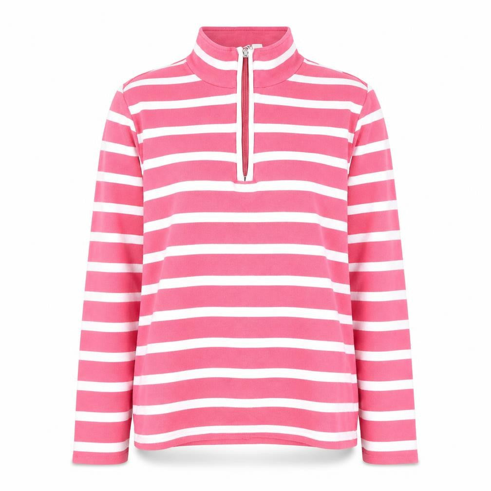 Front view of Maine New England Women's Pink Striped Pullover, size 10