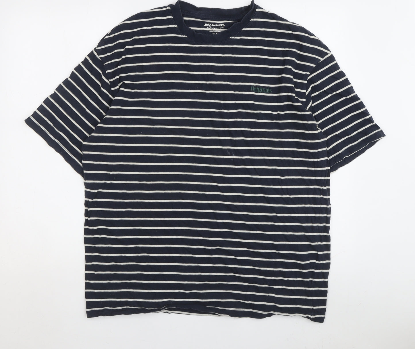Jack & Jones Men's XL Black Striped T-Shirt
